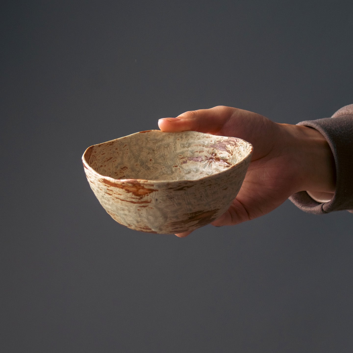 Handmade Chrysanthemum Irregular Stoneware Rice Bowl 4.3" | Japanese Retro Ceramic | 3 Colors