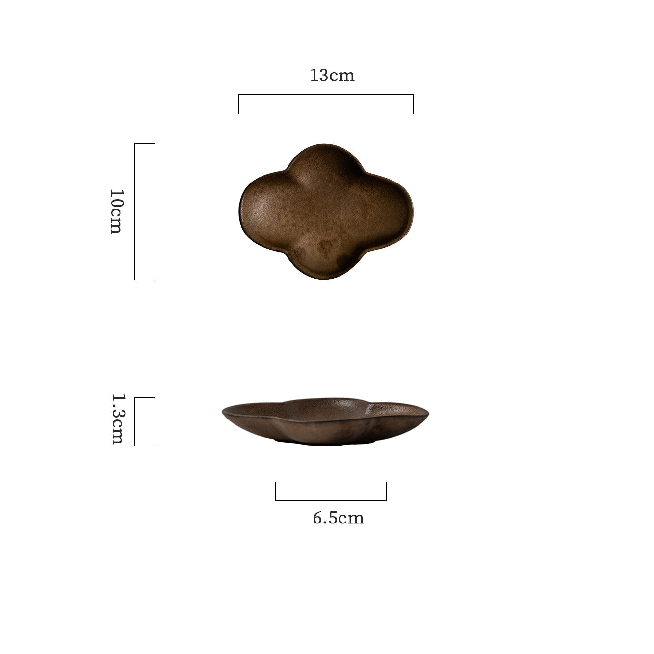 Handmade Stoneware Ruyi Clover Dipping Dish | Japanese Retro Sauce & Seasoning Plate