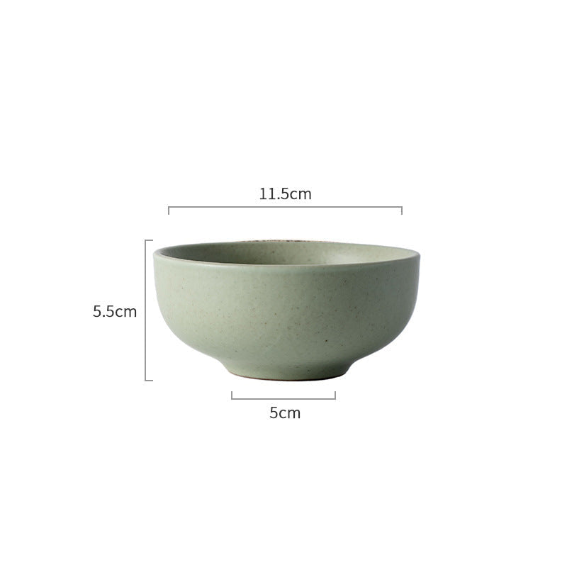 Handmade Stoneware Rice Bowl | Japanese Retro Green Shadow 4.5" | Jingdezhen Ceramic