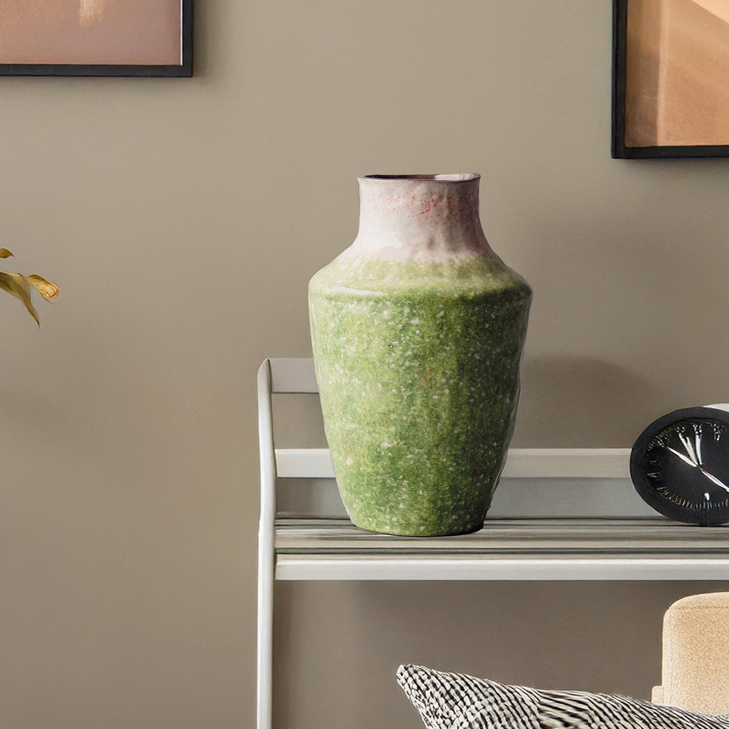 Handmade Ceramic Vase | Japanese Retro Green Glaze | Dried Flower & Hydroponic Home Décor