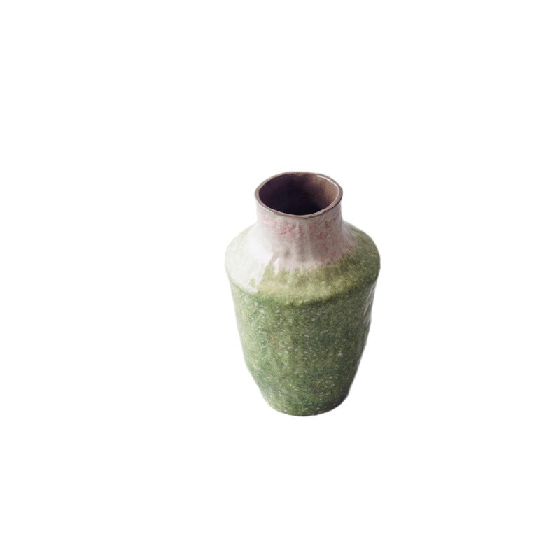 Handmade Ceramic Vase | Japanese Retro Green Glaze | Dried Flower & Hydroponic Home Décor
