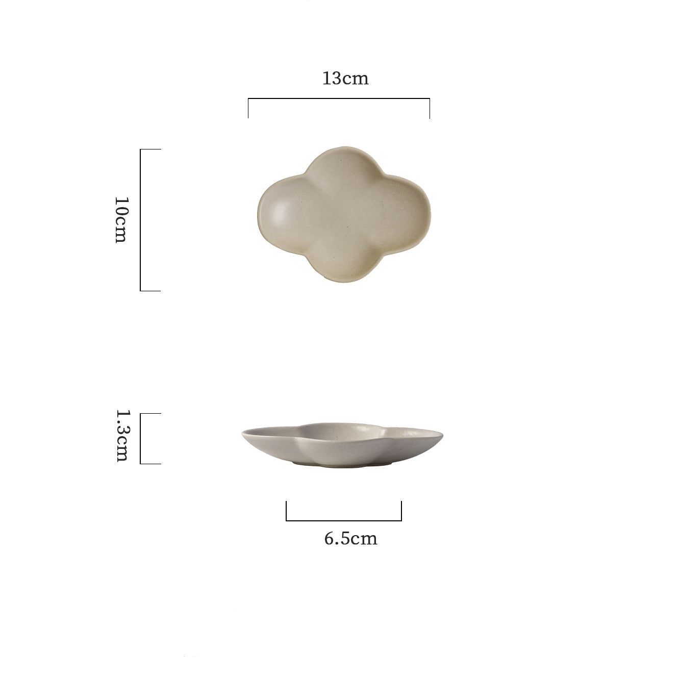 Handmade Stoneware Ruyi Clover Dipping Dish | Japanese Retro Sauce & Seasoning Plate