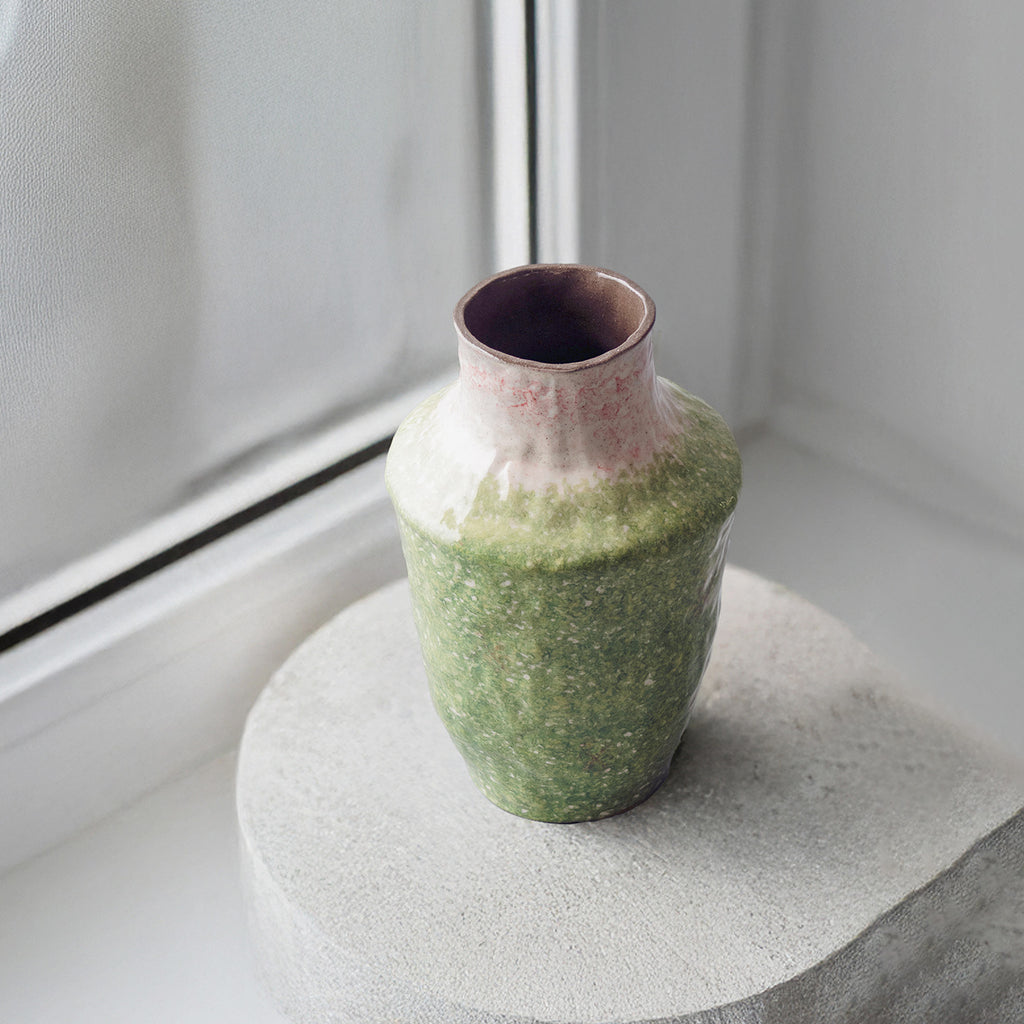 Handmade Ceramic Vase | Japanese Retro Green Glaze | Dried Flower & Hydroponic Home Décor