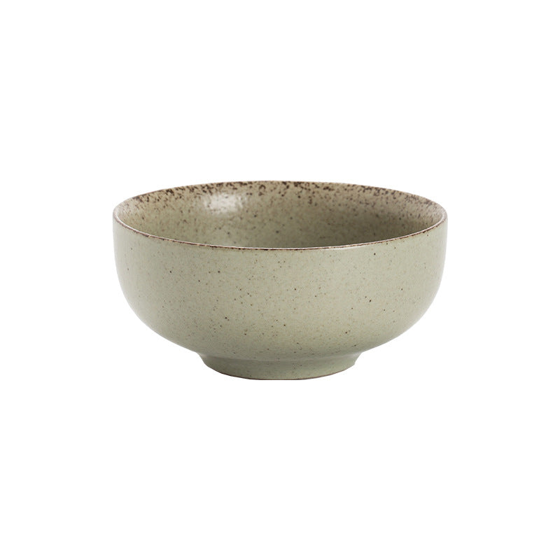Handmade Stoneware Rice Bowl | Japanese Retro Green Shadow 4.5" | Jingdezhen Ceramic