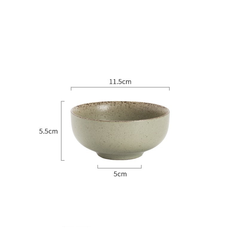 Handmade Stoneware Rice Bowl | Japanese Retro Green Shadow 4.5" | Jingdezhen Ceramic